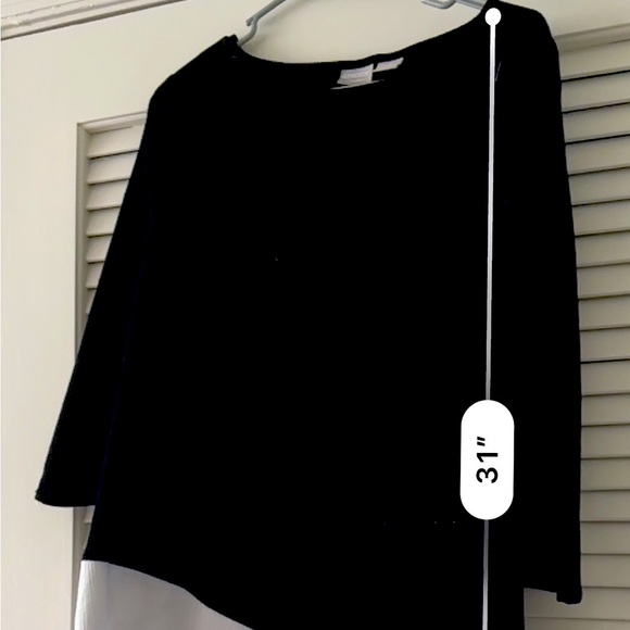 Chico’s travelers color block tunic top w/ asymmetrical hem, excellent condition - Picture 5 of 7